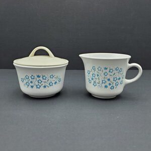 Corelle Blue Heather Creamer Sugar Bowl Corning Floral Blue Flowers Creamer Set